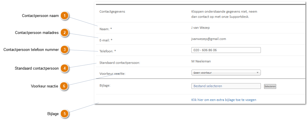 Contactgegevens en bijlage mogelijkheid